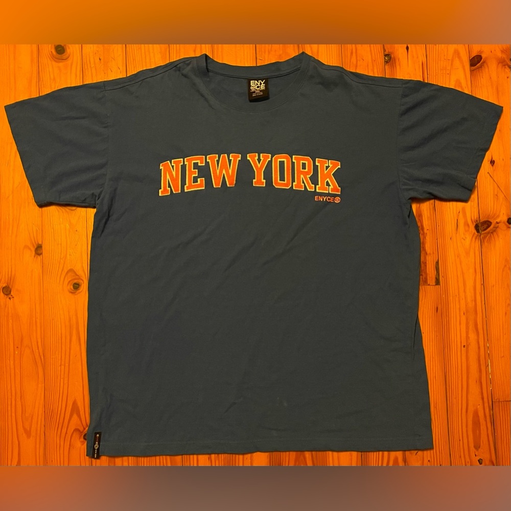 Enyce 2XL T Shirt New York Knicks Mets Orange Blue Embroidered